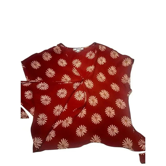 Madewell Daisy Daydream Cropped Cross Wrap Sash Tie Short Sleeve Top S Button - Picture 9 of 10